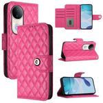 For vivo S20 5G Rhombic Texture Flip Leather Phone Case with Lanyard(Rose Red)