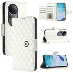 For vivo S20 Pro 5G Rhombic Texture Flip Leather Phone Case with Lanyard(White)