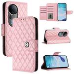 For vivo S20 Pro 5G Rhombic Texture Flip Leather Phone Case with Lanyard(Pink)