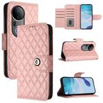 For vivo S20 Pro 5G Rhombic Texture Flip Leather Phone Case with Lanyard(Coral Pink)