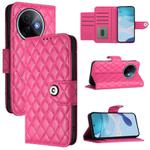 For vivo Y39 5G Global Rhombic Texture Flip Leather Phone Case with Lanyard(Rose Red)