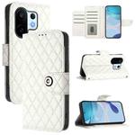 For vivo S30 Pro mini Rhombic Texture Flip Leather Phone Case with Lanyard(White)