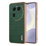 For OPPO Find X6 AZNS Electroplated Frame Crocodile Texture Full Coverage Phone Case(Green)