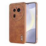 For OPPO Find X6 Pro AZNS Electroplated Frame Crocodile Texture Full Coverage Phone Case(Brown)