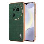 For OPPO Find X6 Pro AZNS Electroplated Frame Crocodile Texture Full Coverage Phone Case(Green)