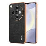 For OPPO Find X7 Ultra AZNS Electroplated Frame Crocodile Texture Full Coverage Phone Case(Black)