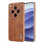 For OPPO Find X8 AZNS Electroplated Frame Crocodile Texture Full Coverage Phone Case(Brown)