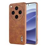 For OPPO Find X8 Pro AZNS Electroplated Frame Crocodile Texture Full Coverage Phone Case(Brown)