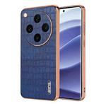For OPPO Find X8 Pro AZNS Electroplated Frame Crocodile Texture Full Coverage Phone Case(Blue)