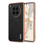 For OPPO Find X8s AZNS Electroplated Frame Crocodile Texture Full Coverage Phone Case(Black)