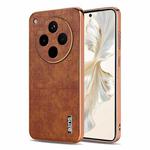 For OPPO Find X8s+ AZNS Electroplated Frame Crocodile Texture Full Coverage Phone Case(Brown)
