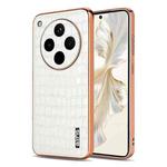 For OPPO Find X8s+ AZNS Electroplated Frame Crocodile Texture Full Coverage Phone Case(White)