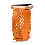 For Apple Watch SE 2023 44mm Lace Sunflower Embossed Silicone Watch Band(Orange)