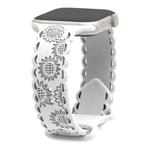 For Apple Watch SE 2023 44mm Lace Sunflower Embossed Silicone Watch Band(White)