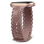 For Apple Watch SE 2023 44mm Lace Sunflower Embossed Silicone Watch Band(Smoky Purple)