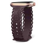 For Apple Watch SE 2023 40mm Lace Sunflower Embossed Silicone Watch Band(Dark Purple)