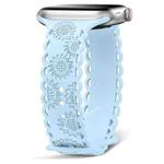 For Apple Watch SE 2023 40mm Lace Sunflower Embossed Silicone Watch Band(Light Blue)