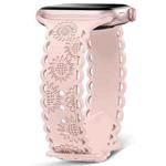 For Apple Watch Series 9 41mm Lace Sunflower Embossed Silicone Watch Band(Pink)