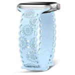 For Apple Watch Series 9 41mm Lace Sunflower Embossed Silicone Watch Band(Light Blue)