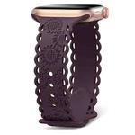 For Apple Watch Series 7 45mm Lace Sunflower Embossed Silicone Watch Band(Dark Purple)