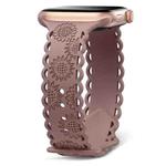 For Apple Watch Series 5 40mm Lace Sunflower Embossed Silicone Watch Band(Smoky Purple)