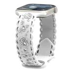 For Apple Watch SE 2023 44mm Lace 3D Rose Embossed Silicone Watch Band(White)