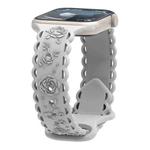 For Apple Watch SE 2023 44mm Lace 3D Rose Embossed Silicone Watch Band(Starlight)