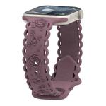 For Apple Watch Series 9 45mm Lace 3D Rose Embossed Silicone Watch Band(Smoky Purple)
