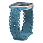 For Apple Watch Series 9 41mm Lace 3D Rose Embossed Silicone Watch Band(Pine Green)