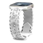 For Apple Watch Series 8 41mm Lace 3D Rose Embossed Silicone Watch Band(White)