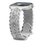 For Apple Watch Series 7 45mm Lace 3D Rose Embossed Silicone Watch Band(Starlight)