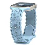 For Apple Watch Series 6 40mm Lace 3D Rose Embossed Silicone Watch Band(Light Blue)