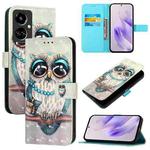 For Tecno Camon 19 3D Painting Horizontal Flip Leather Phone Case(Grey Owl)