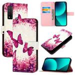 For TCL 20 R 5G 3D Painting Horizontal Flip Leather Phone Case(Rose Butterfly)