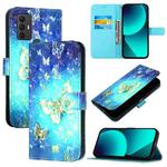 For TCL 306 3D Painting Horizontal Flip Leather Phone Case(Golden Butterfly)