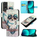 For TCL 505 3D Painting Horizontal Flip Leather Phone Case(Grey Owl)