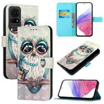 For TCL 50 LE 5G 3D Painting Horizontal Flip Leather Phone Case(Grey Owl)