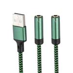USB 2.0 to Dual 3.5mm Audio Adapter Cable, Length:1m(Green)