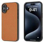 For iPhone 16 Carbon Fiber Texture Protective Phone Case(Light Brown)