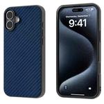 For iPhone 16 Carbon Fiber Texture Protective Phone Case(Dark Blue)