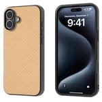 For iPhone 16 Plus Carbon Fiber Texture Protective Phone Case(Gold)