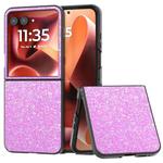 For Motorola Razr 60 Ultra Black Frame Colorful Glitter Phone Case(Dark Pink)