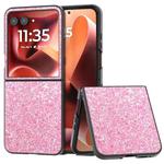 For Motorola Razr 60 Ultra Black Frame Colorful Glitter Phone Case(Purple Pink)