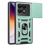 For Xiaomi Poco F6 Pro Sliding Camera Cover Design TPU Hybrid PC Phone Case(Mint Green)
