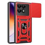 For Xiaomi Poco F6 Pro Sliding Camera Cover Design TPU Hybrid PC Phone Case(Red)