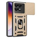 For Xiaomi Poco F6 Pro Sliding Camera Cover Design TPU Hybrid PC Phone Case(Gold)