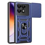 For Xiaomi Poco F6 Pro Sliding Camera Cover Design TPU Hybrid PC Phone Case(Blue)