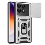 For Xiaomi Poco F6 Pro Sliding Camera Cover Design TPU Hybrid PC Phone Case(Silver)