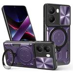 For Xiaomi Poco X7 Pro 5G Global CD Texture Sliding Camshield Magnetic Holder Phone Case(Purple)