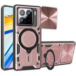 For Xiaomi 15 CD Texture Sliding Camshield Magnetic Holder Phone Case(Pink)